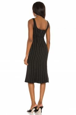 Song Of Style Honor Midi Dress In Black Pinstripe -Song Of Style Outlet Store SOSR WD132 V3