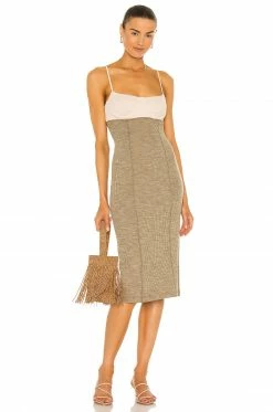 Song Of Style Gillian Midi Dress In Ivory & Green