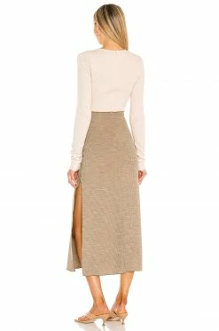 Song Of Style Ezra Midi Dress In Ivory & Green -Song Of Style Outlet Store SOSR WD145 V3