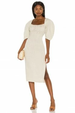 Song Of Style Monet Midi Dress In Beige