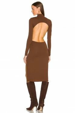 Song Of Style Emra Midi Dress In Chocolate Brown