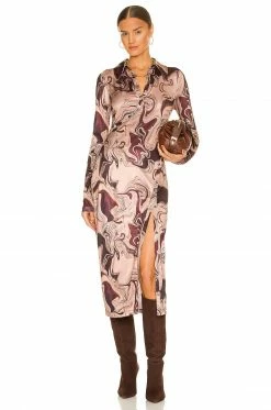 Song Of Style Rommie Midi Dress In Brown Marble