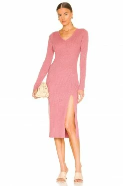 Song Of Style Laire Knit Dress In Raspberry