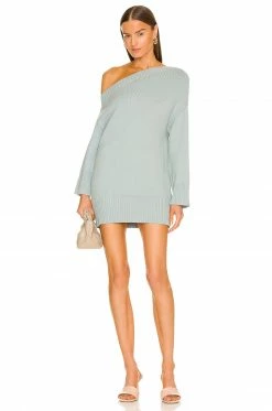 Song Of Style Ailey Off The Shoulder Knit Dress In Pale Blue