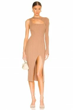 Song Of Style Landon Cut Out Midi Dress In Mocha