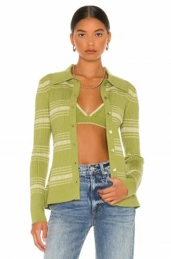 Song Of Style Sutton Cardigan In Matcha Green