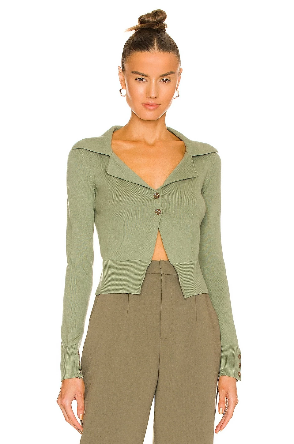 Song Of Style Alayna Collared Sweater In Sage Green 3 Song Of Style Alayna Collared Sweater In Sage Green
