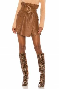 Song Of Style Brandy Leather Skirt In Brown