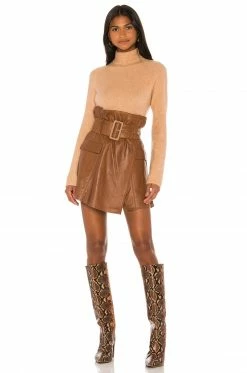Song Of Style Brandy Leather Skirt In Brown -Song Of Style Outlet Store SOSR WQ22 V4