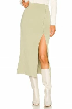 Song Of Style Dasha Midi Skirt In Sage Green