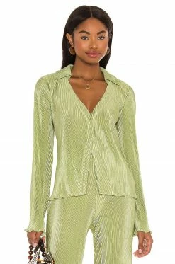 Song Of Style Mara Shirt In Sage
