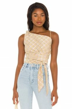 Song Of Style Mira Crop Top In Yellow Plaid