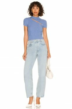 Song Of Style Kylin Short Sleeve Sweater In Ocean Blue -Song Of Style Outlet Store SOSR WS178 V4